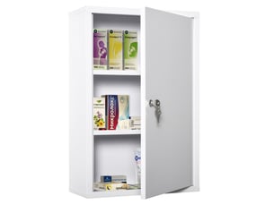 Armoire à pharmacie métallique verrouillable à 3 compartiments, armoire de premiers secours, 40 x 18 x 60 cm, blanche