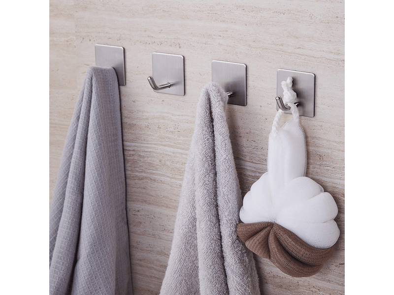  Crochet adhésif crochet mural salle de bains en acier inox sus304 porte serviette adhesif crochets porte inox imperméable antirouille 6  - Conforama D