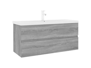 Meuble lavabo avec bassin intégré, armoire de salle de bain sonoma gris bois d'ingénierie cf65568