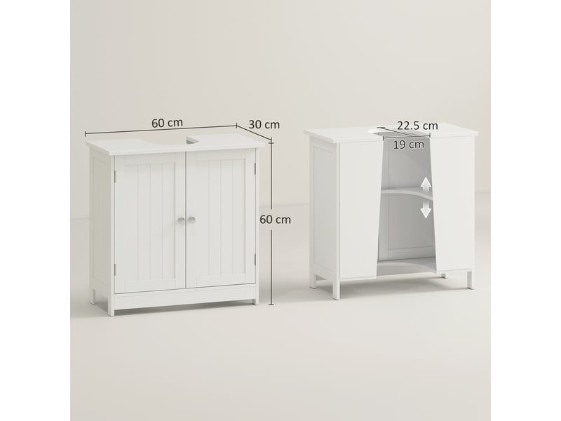  Meuble sous lavabo blanc avec découpe en u, 60 x 30 x 60 cm  - Conforama E
