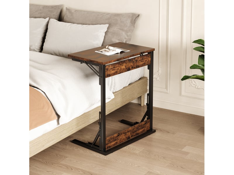  Table d'appoint en c pliable 60 x 37 x 71 cm, métal noir et brun rustique  - Conforama E