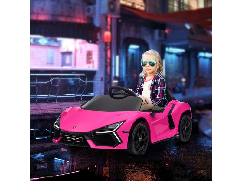  Voiture électrique pour enfants de 3 à 5 ans, conduite souple, télécommandée, avec klaxon, en plastique et métal, rose  - Conforama C