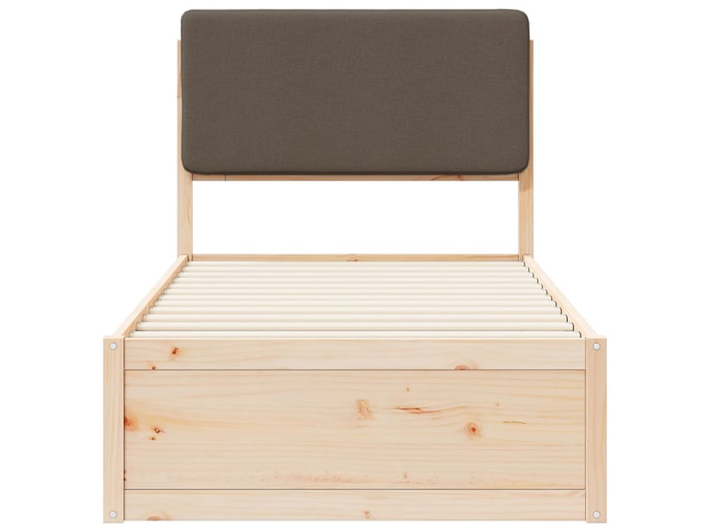  Lit simple- lit adulte -  cadre de lit avec tête de lit rembourrée taupe 90 x 200 cm  - Conforama D