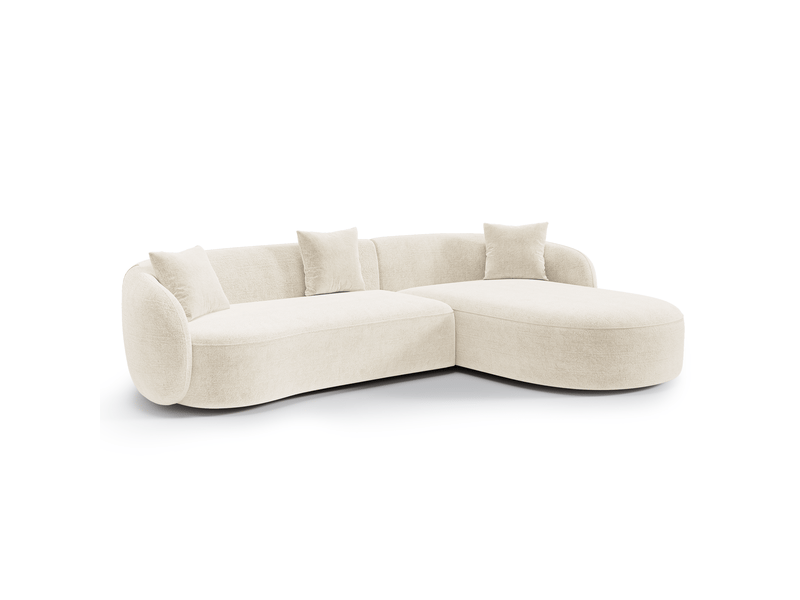  Canapé d'angle droit 4 places en velours texturé crème celine 1CELADVTCR - Conforama A