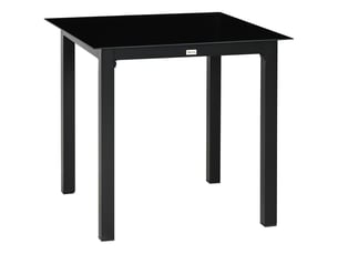Table à manger 80 x 80 x 74 cm plateau en verre trempé cadre en aluminium noir 4 personnes forme carrée