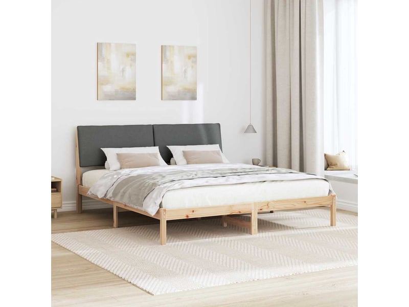  Lit double- lit adulte -  cadre de lit avec tête de lit marron et gris foncé 180 x 200 cm  - Conforama C