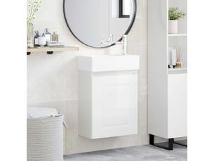 Meuble de rangement salle de bain avec robinet blanc brillant shl5570
