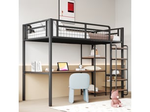 Lit mezzanine 90x200 cm <strong>REDOM</strong>  <strong></strong> coloris noir