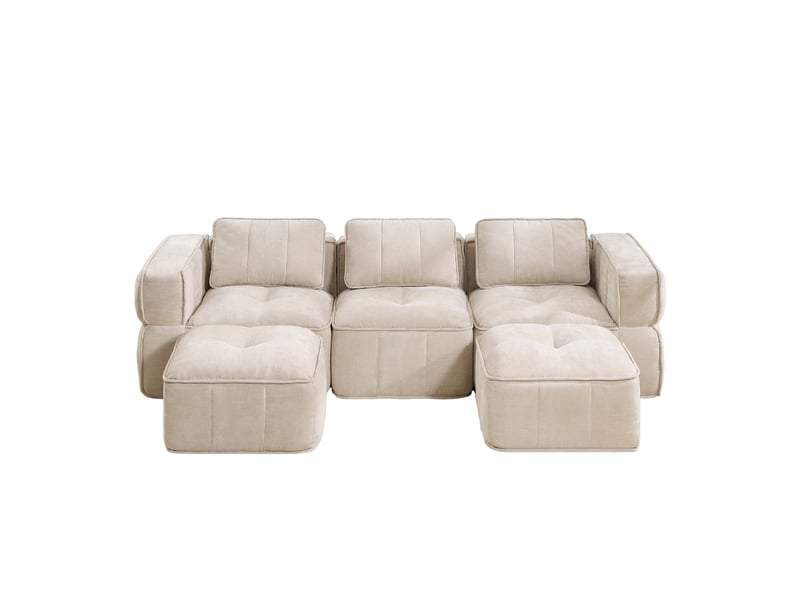  Canapé panoramique modulable 3 places en polyester beige – 271 x 162 x 67 cm Fay Lum - Conforama A