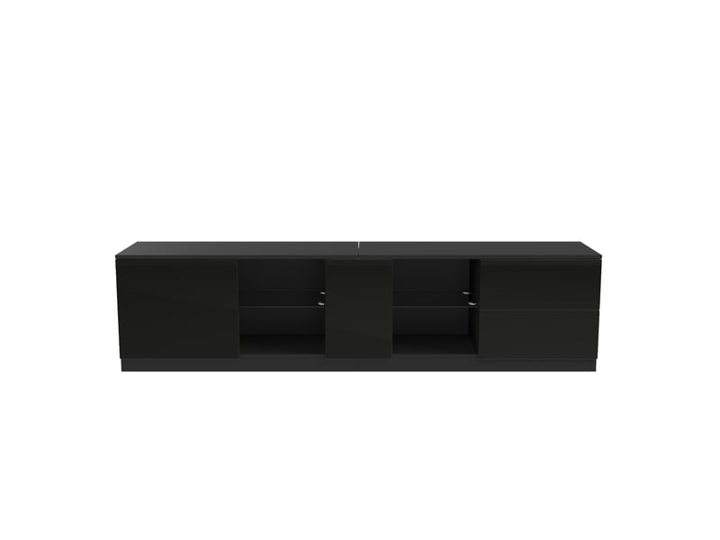  Meuble tv noir brillant 160x40x52 cm, led éclairage, écran jusqu’à 65 pouces — rangement et design contemporain  - Conforama A