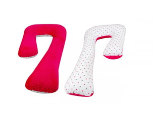 Coussin d'accouchement d'allaitement usages multiples étoiles grises et roses sur fond blanc – rose
