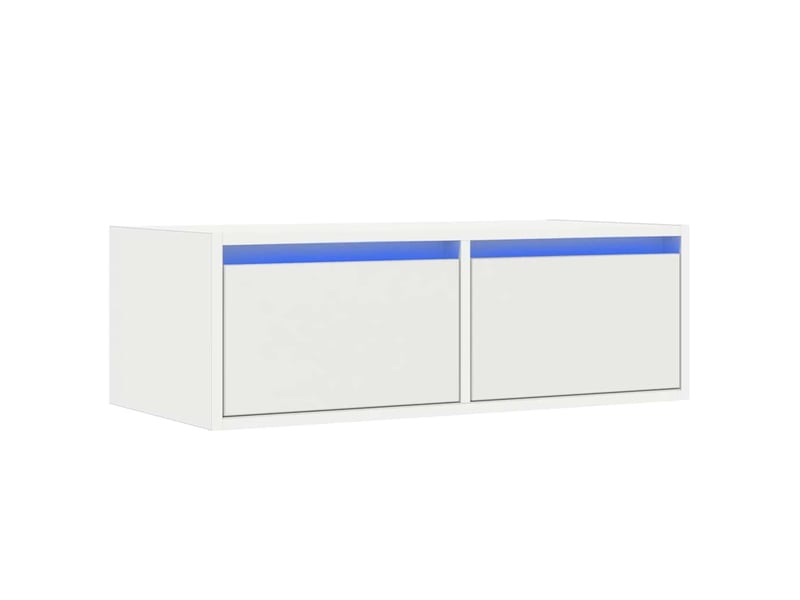  Meuble tv - banc tv - meuble de rangement avec lumières led blanc 75x35,5x25 cm  - Conforama C