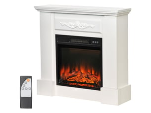 Cheminée électrique 1800 w encastrable dans un meuble en bois, blanche