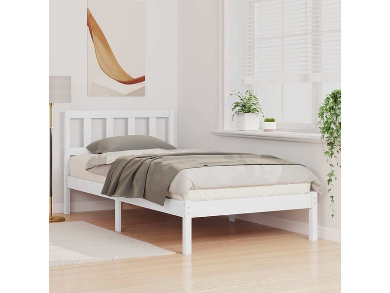  Lit simple- lit adulte -  cadre de lit avec tête de lit marron 100 x 200 cm pin massif  - Conforama B
