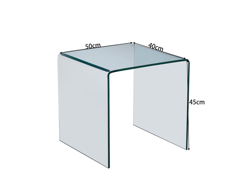  Table basse en verre trempé transparent avec plateau incurvé, pour salon, bureau et salle à manger, 50 × 40 × 45 cm  - Conforama D