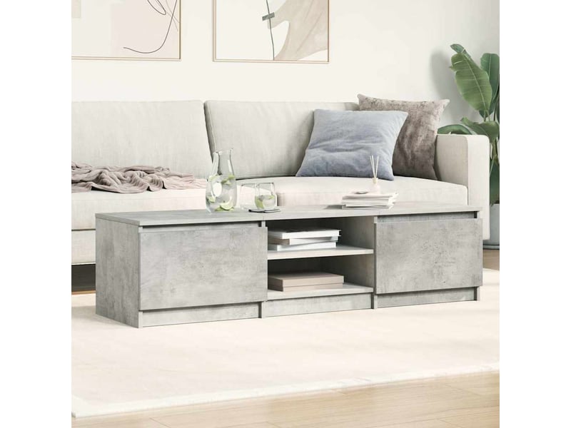  Meuble tv - banc tv - meuble de rangement gris béton 140x40x35,5 cm bois d'ingénierie  - Conforama C