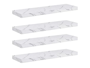 Lot de 4 étagères murales, étagères flottantes, étagères suspendues marbre blanc 90 x 23,5 x 3,8 cm cf41877