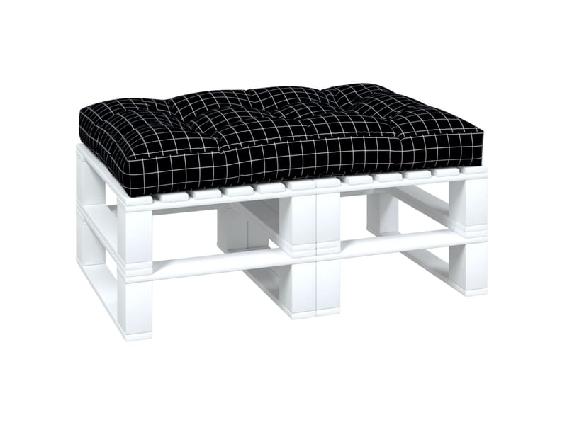  Coussin de palette, coussin de chaise, coussin de canapé motif à carreaux noir 120x80x12 cm tissu cf55367  - Conforama C