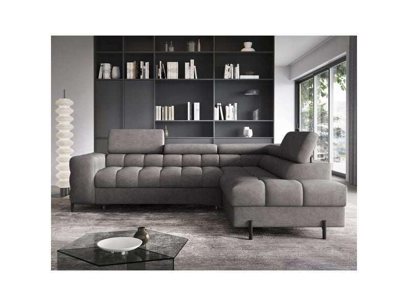  Canapé ferrum gris convertible 5 places angle droit appuie-têtes réglables 276x93x200cm  - Conforama E