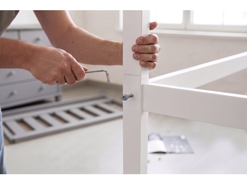 Lit superposé 3 places eric 90x200 cm + lit tiroir 80x190 cm interbeds - bois massif de pin - blanc - Conforama E