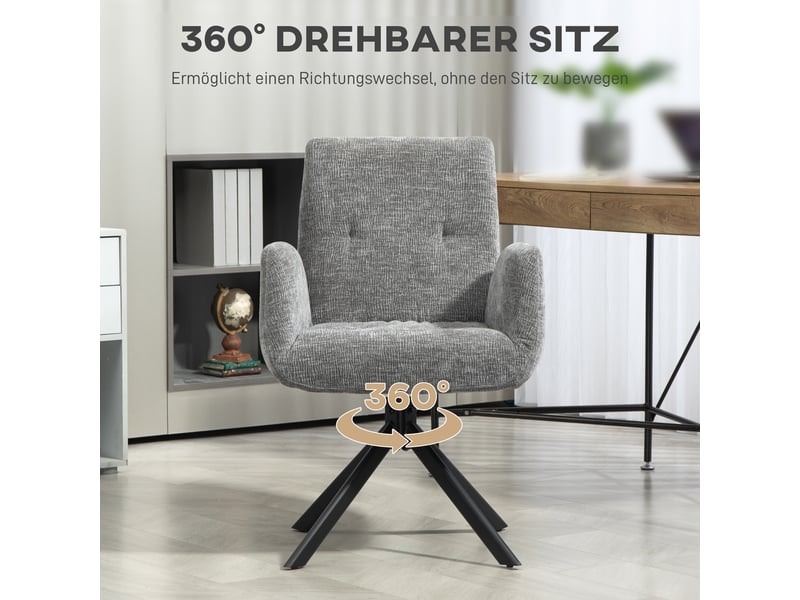  Fauteuil pivotant à 360° en tissu et acier gris foncé 60 x 61 x 88 cm  - Conforama E