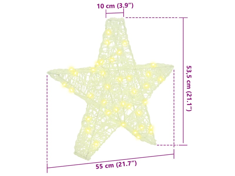 Étoile en 3d 50 led blanc chaud 55 x 53,5 x 10 cm acrylique cf61917 - Conforama E
