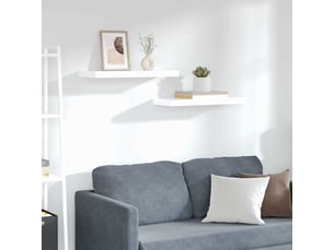 Lot de 2 étagères flottantes, étagères murales blanc brillant 60x23,5x3,8cm mdf cf42260