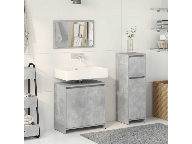 Ensemble de meubles de salle de bain 3 pcs gris béton cf63783 - Conforama C