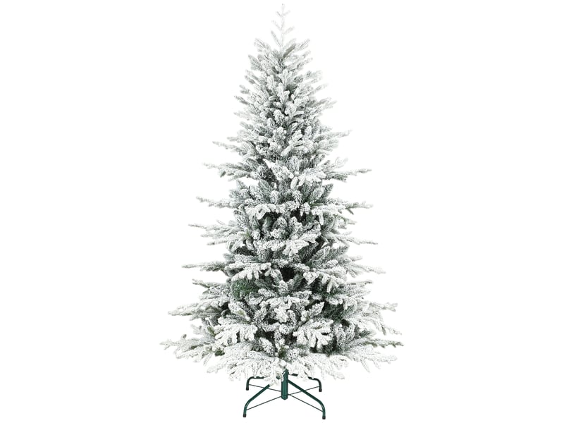  Sapin de noël artificiel floqué de neige 180 cm, arbre de noël avec 1815 branche, vert, support en métal pliable  - Conforama B