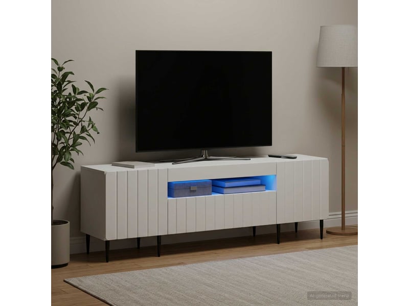  Meuble tv - banc tv - meuble de rangement led blanc bois d'ingénierie  - Conforama D