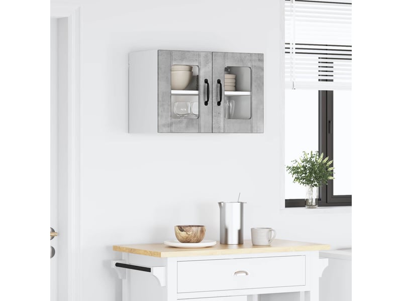 Meuble mural de cuisine, cabinet en verre mural gris béton 60x31x40cm shl5957 - Conforama D