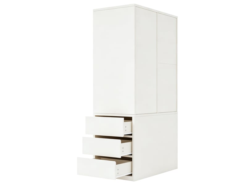 Armoire blanche multifonction avec penderie - étagères ouvertes - tiroirs de rangement - grand espace de stockage 70 x 50 x 170 cm - Conforama E