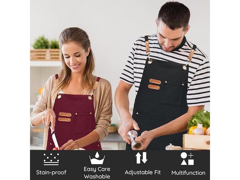  Tablier de barbecue avec sangle réglable et 3 poches – noir  - Conforama D