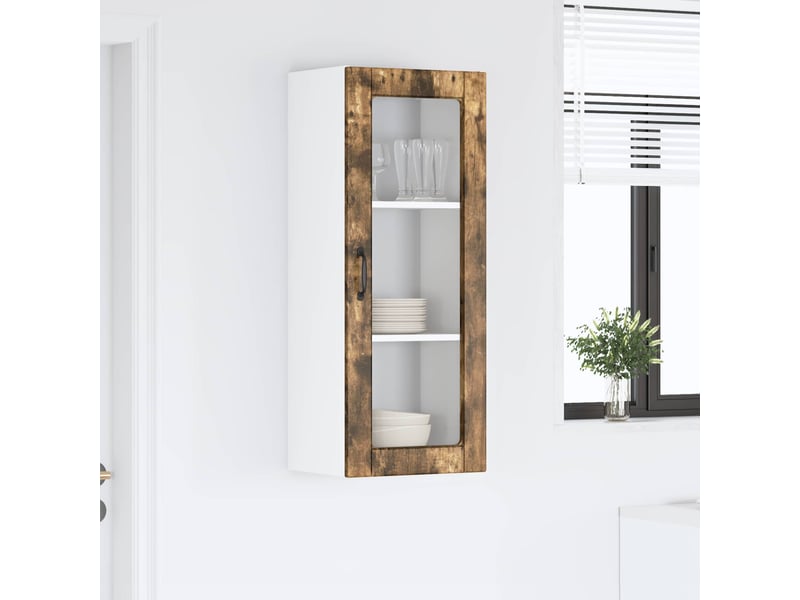 Meuble mural de cuisine, cabinet en verre mural chêne fumé 40x31x100cm shl9255 - Conforama D