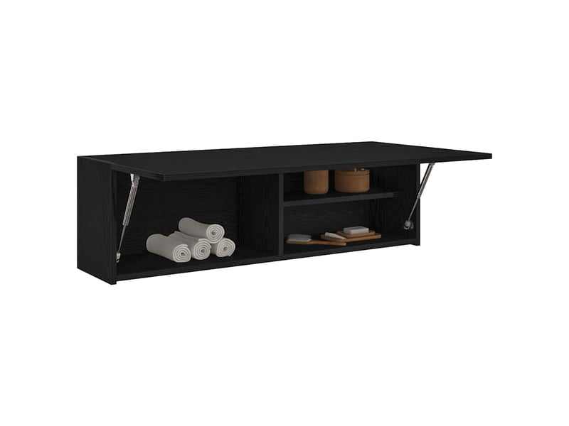  Armoire murale de bain, meuble de rangement noir 100x25x30 cm bois d'ingénierie  - Conforama D