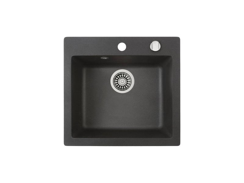  Evier encastrable noir 50x40 une cuve profondeur 190 mm bonde panier 3 1 2 siphon TEK8421152147955 - Conforama A