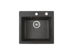 Evier encastrable noir 50x40 une cuve profondeur 190 mm bonde panier 3 1 2 siphon