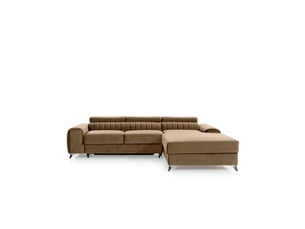 Canapé d'angle droit marron clair convertible 3 places jayson convertible 3 places