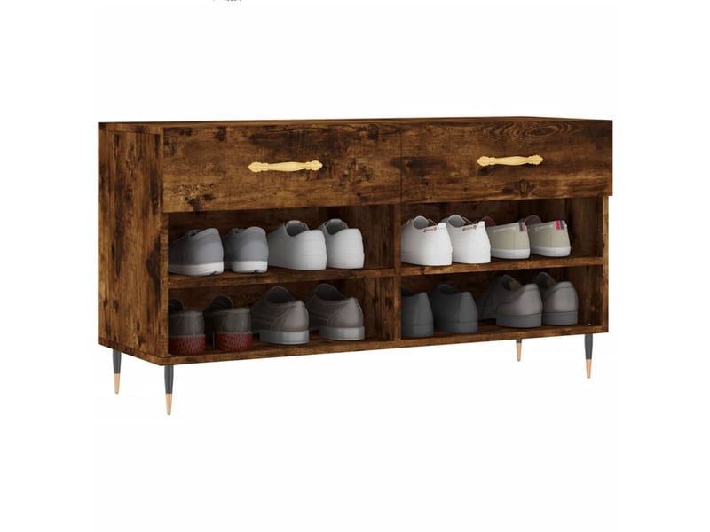  Banc à chaussures, meuble à chaussures chêne fumé 102x35x55 cm bois d'ingénierie shl109  - Conforama C