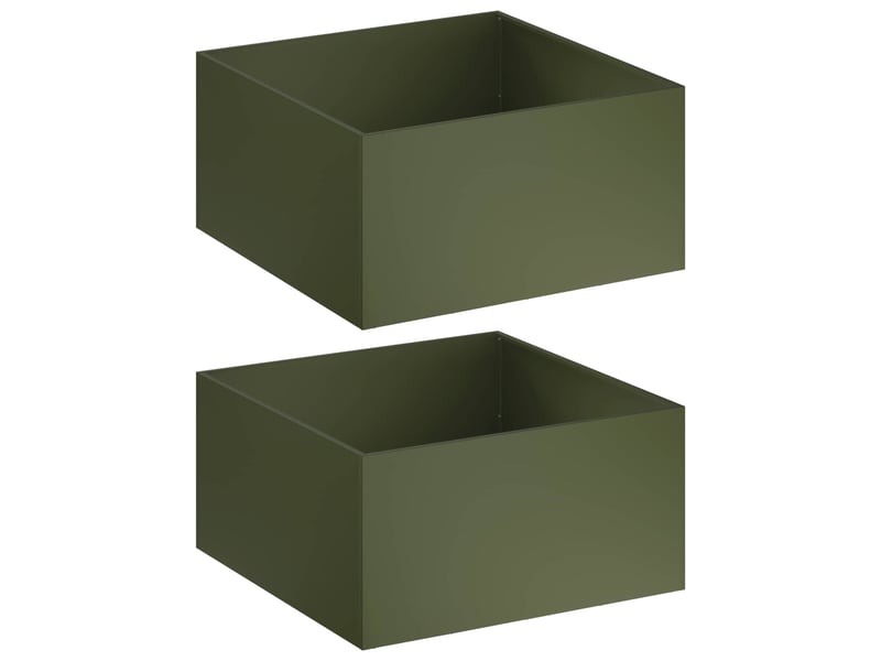  Jardinière - cache-pot de jardin 2 pcs vert olive 80 x 80 x 40 cm  - Conforama A