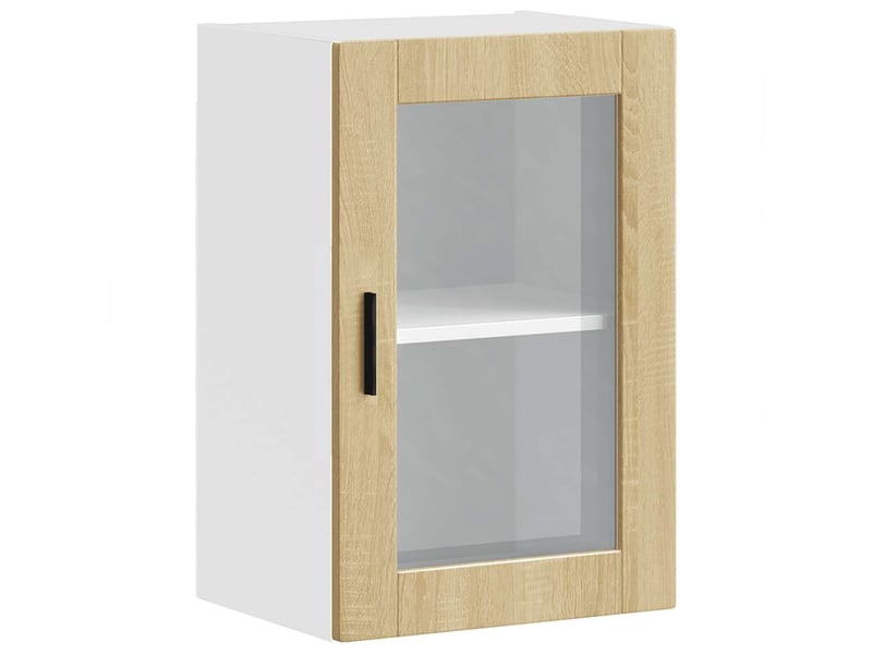  Armoire murale de cuisine et porte en verre porto chêne sonoma shl4384  - Conforama A