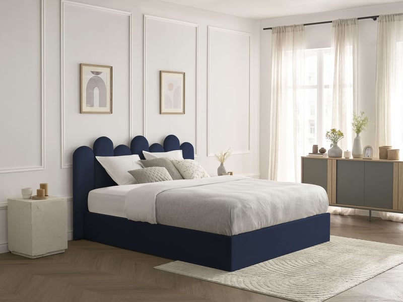  Bobochic lit coffre badja velours bleu foncé 160x200 BADJA - Conforama B