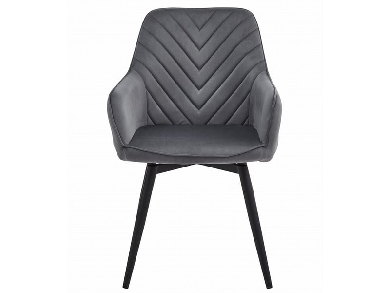  Chaise pivotante nana360 en velours gris foncé avec pieds noirs  - Conforama C