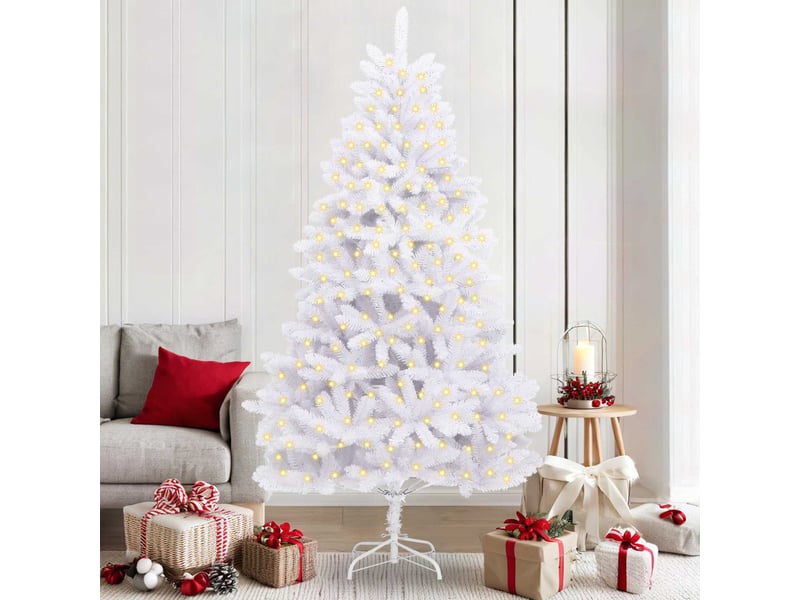  Sapin de noël - arbre de noël artificiel 300 led pvc et acier blanc  - Conforama B