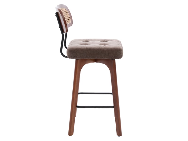  Lot de 2 tabourets de bar pivotants 360° en chenille marron, 44x51x96 cm  - Conforama E
