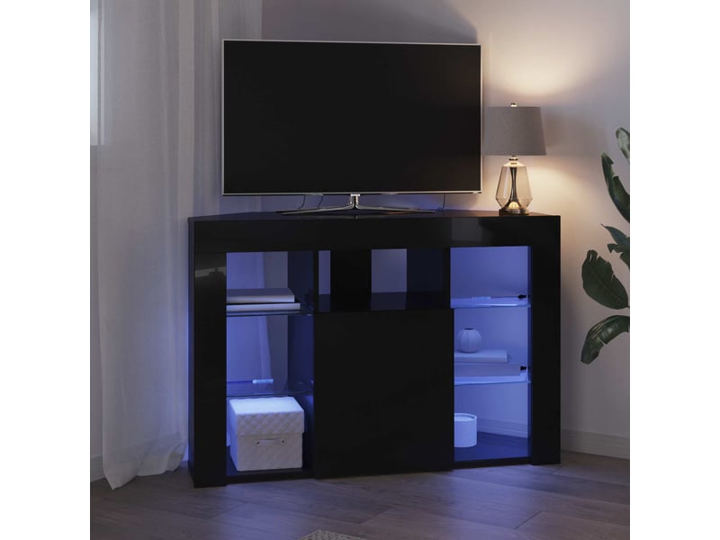  Meuble tv led d'angle 100x40x68cm noir bois d'ingénierie  - Conforama E