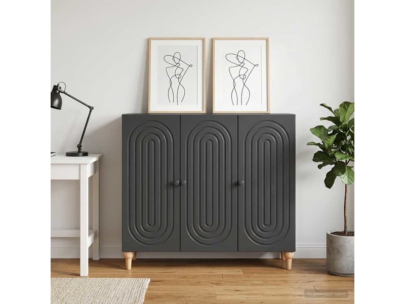  Buffet - bahut - meuble de rangement noir 89 x 34,5 x 80 cm bois d'ingénierie  - Conforama B
