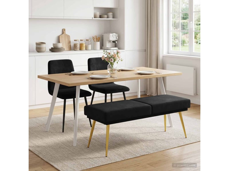  Banc d'entrée, banc à double couche noir 120x45x46 cm velours  - Conforama D
