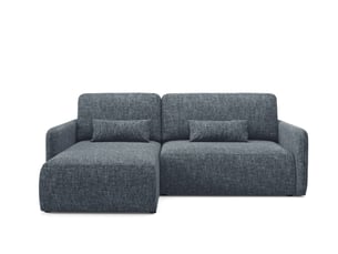 Canapé d'angle réversible convertible 4 places Tissu gris avec coffre de rangement