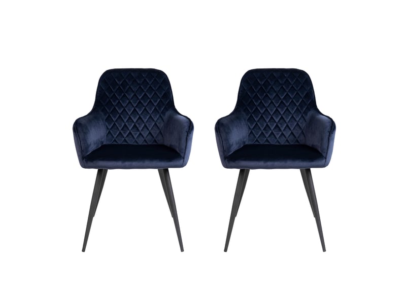  Lot de 2 fauteuils repas 65x57x87 cm en velours bleu foncé - nyla  - Conforama B